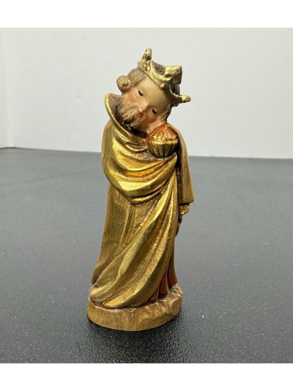 Vintage Anri Juan Ferrandiz 3” Carved Wood Nativity Wiseman King Balthasar Crown